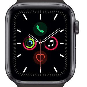 Apple Watch Series 5 (GPS) 40mm Space Gray + Blk Sport & Leather Band + Charger